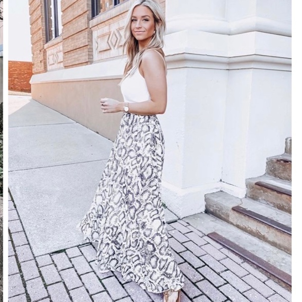 Snakeskin print maxi skirt